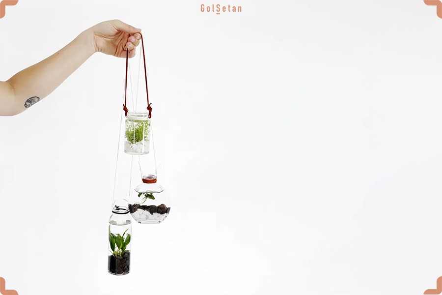 گلدان آویزی آبی