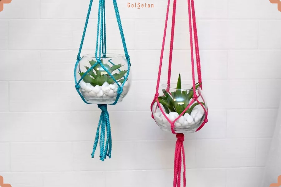 ایده گلدان آویزی تنگ های کوچک