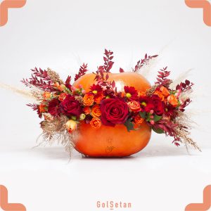 باکس گل رز با کدو حلوایی هدیه ای پاییزی