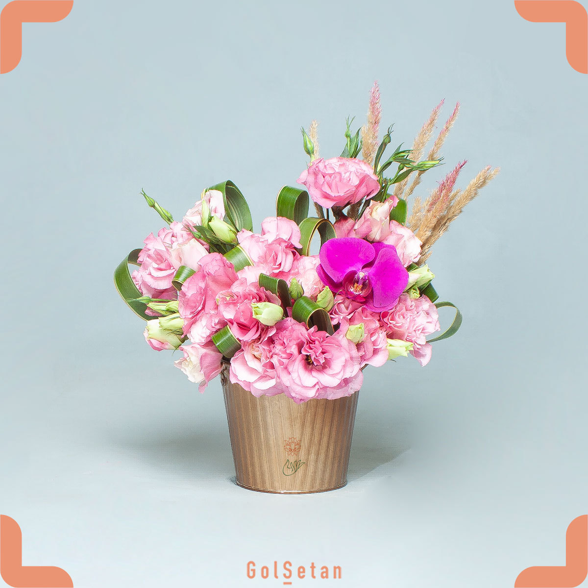 pink-lisianthus-orchid-flower-box باکس گل لیسیانتوس و ارکیده