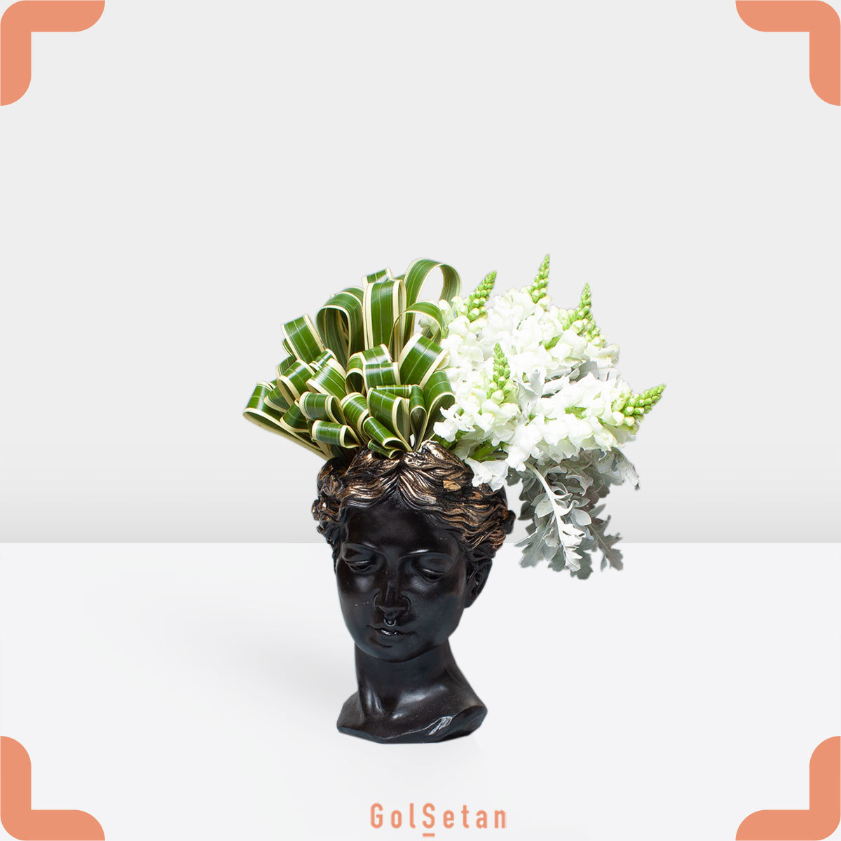 white-snapdragon-flower-box باکس گل میمون سفید هدیه خاص