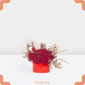 باکس گل داوودی قرمز زیبا و عاشقانه