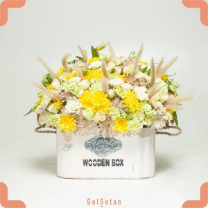 باکس گل داوودی و آلسترومریا هدیه ای زیبا و شاد