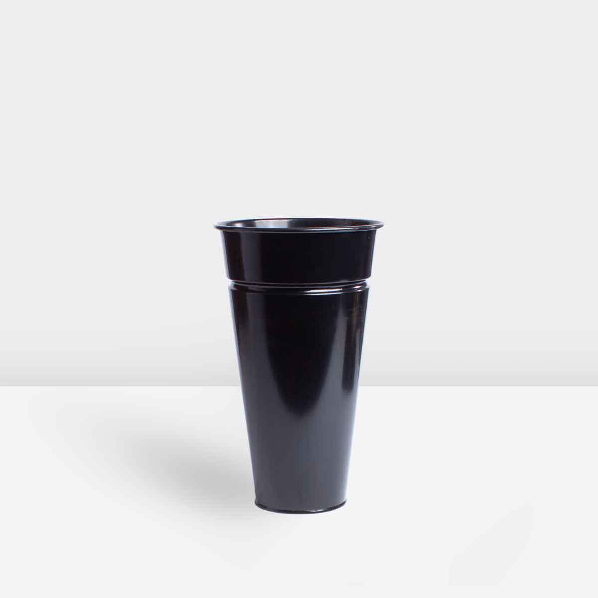 black-cylindrical-metal-pot گلدان فلزی استوانه رنگی سیاه