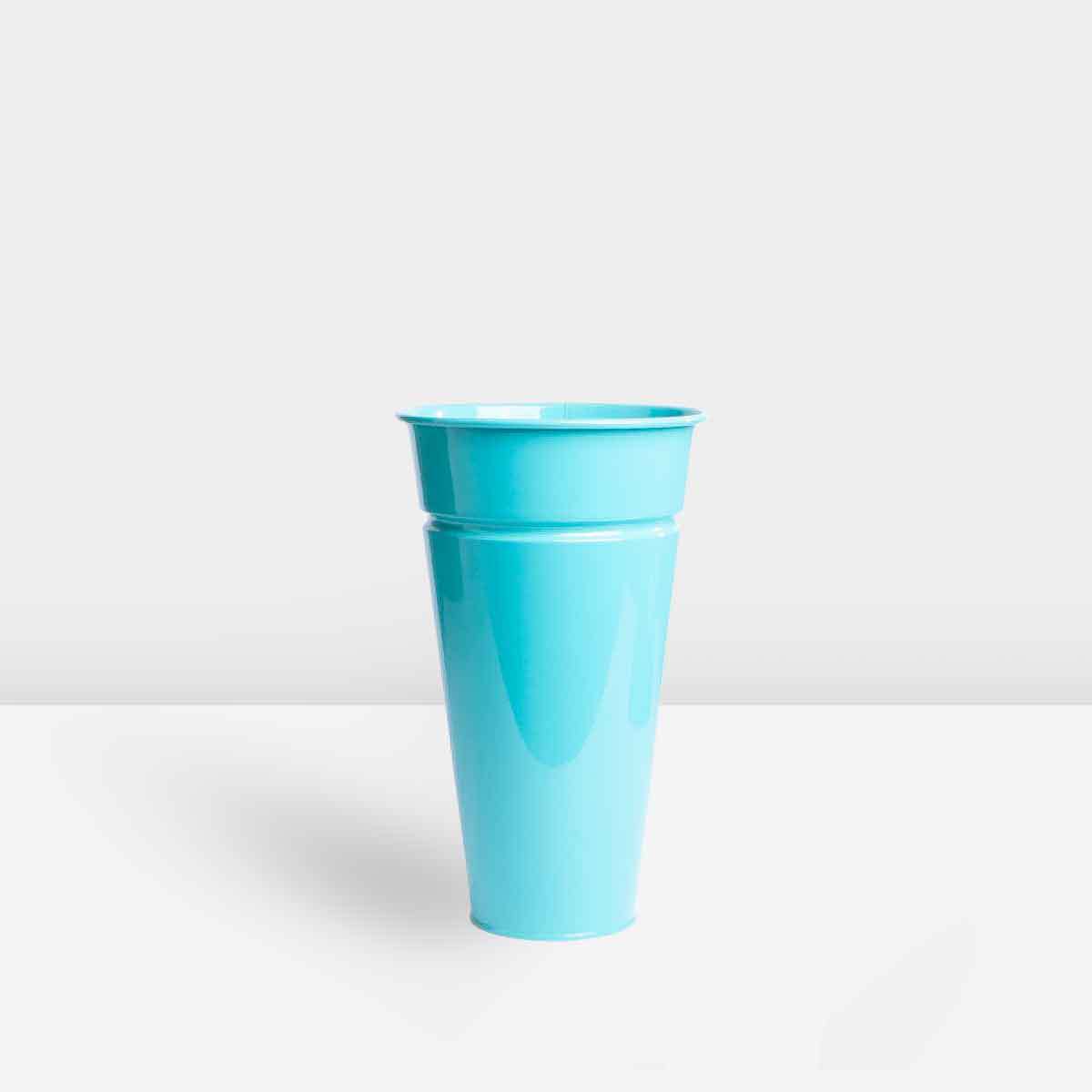 blue-cylindrical-metal-pot گلدان فلزی استوانه رنگی آبی