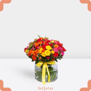 دسته گل رز مینیاتوری رنگارنگ مرلین