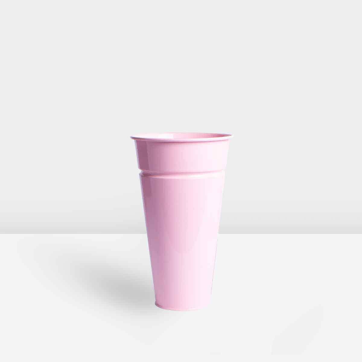 pink-cylindrical-metal-pot گلدان فلزی استوانه صورتی