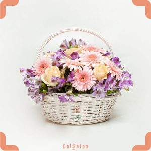 سبد گل ژربرا صورتی و رز هدیه ای خاص