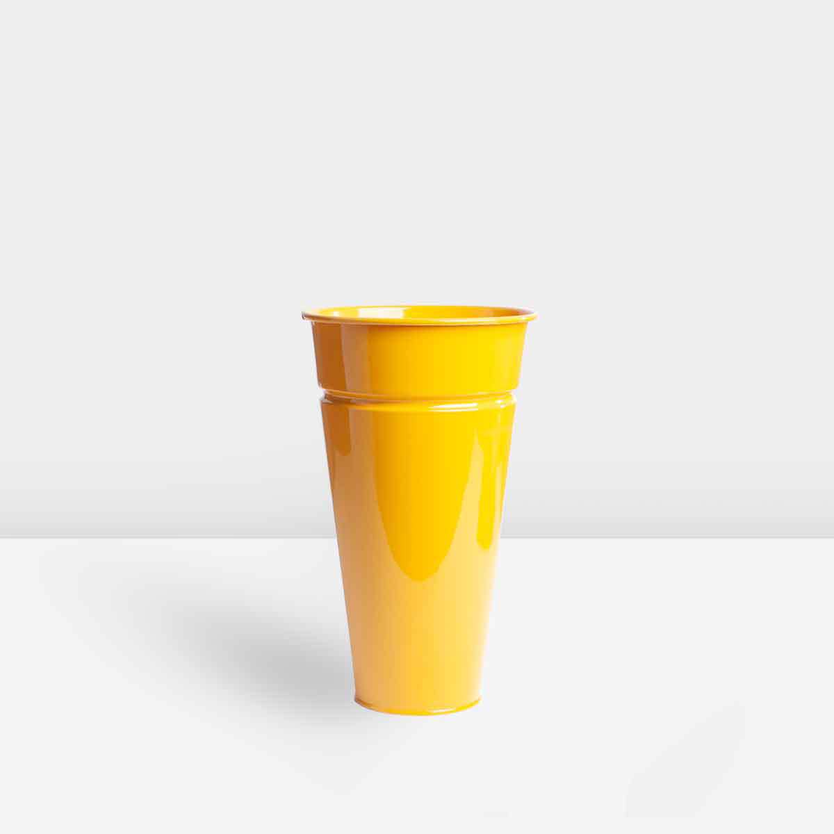 yellow-cylindrical-metal-pot گلدان فلزی استوانه زرد