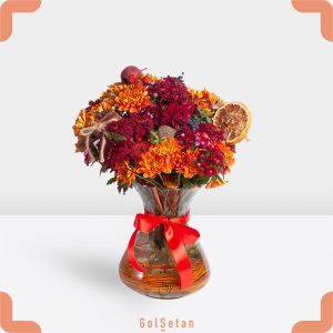 دسته گل داوودی و میوه