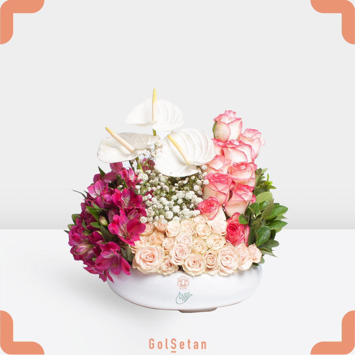 white-pink-flower-box باکس گل سفید صورتی ملیسا