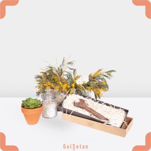 باکس گل میموزا و ارکیده و شکلات