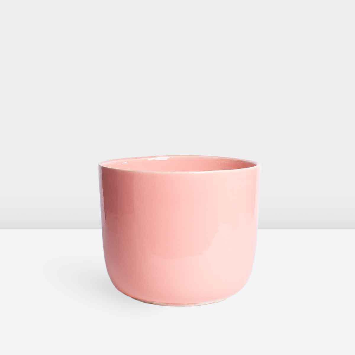 large-round-ceramic-pink-pot گلدان سرامیکی گرد بزرگ صورتی