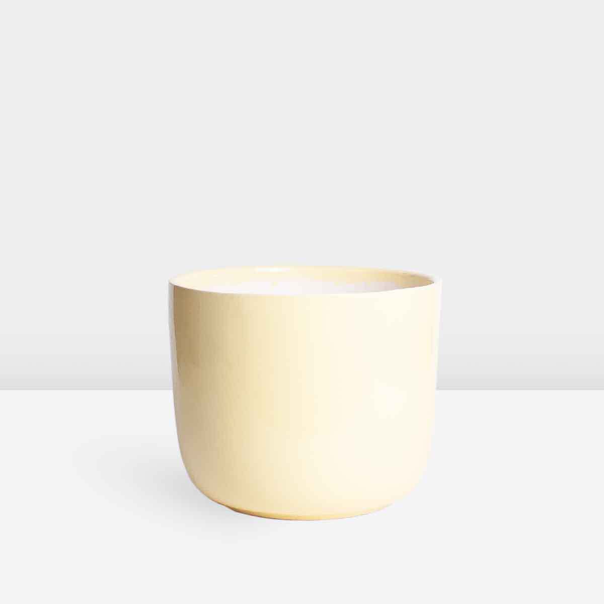 large-round-ceramic-yellow-pot گلدان سرامیکی گرد بزرگ زرد