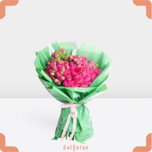 دسته گل رز مینیاتوری سرخابی جذاب