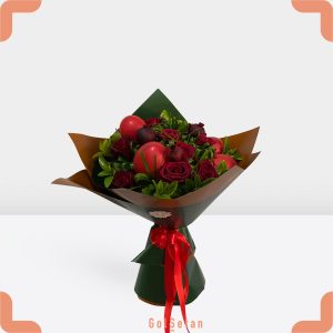 دسته گل رز و بادکنک قرمز خاص