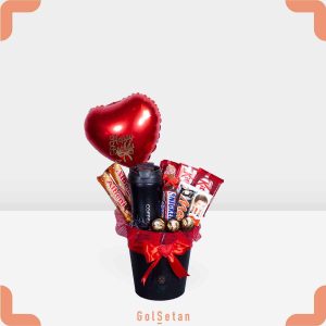 شکلات و بادکنک در باکس مشکی جذاب