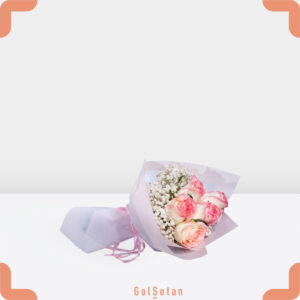 دسته گل رز لب ماتیکی صورتی زیبا