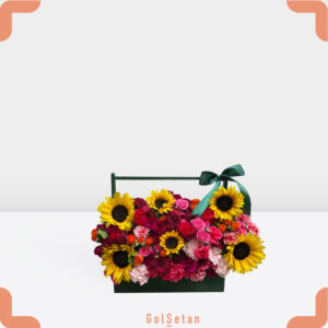 باکس بزرگ رز و آفتابگردان رنگارنگ