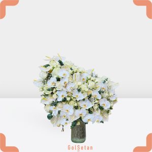 باکس ارکیده و آنتوریوم و رز سفید