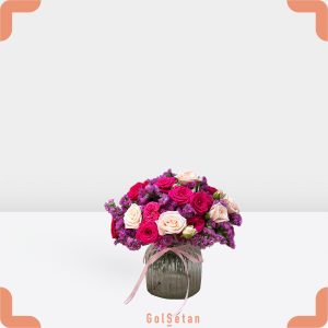 باکس گل رز کرم و سرخابی زیبا