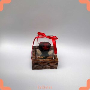 رز جاودان پایه چوبی رنگ قرمز و مشکی